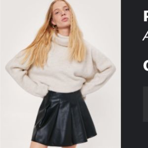 NWT Nasty Gal Petit Faux Leather Pleated Mini Skirt
